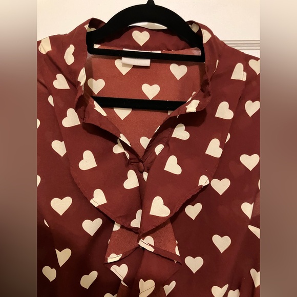 Valentine's Sz M Heart Print Blouse - Picture 2 of 3